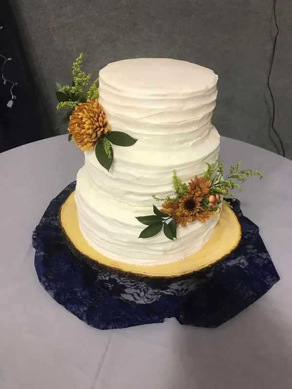 Rustic floral tiered wedding cake